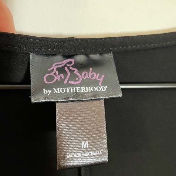 Oh Baby By Motherhood Black Elbow Sleeve Wrap Ity Dress W/ Waist Tie Size Medium - Picture 3 of 9